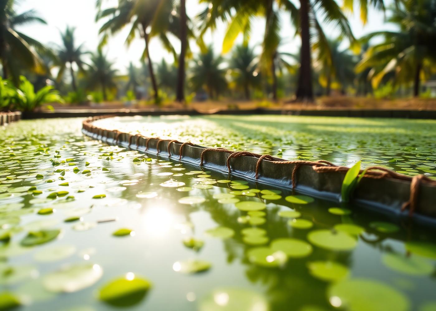 Spirulina cultivation pond in India
